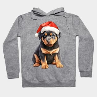 Rottweiler Dog in Santa Hat Hoodie